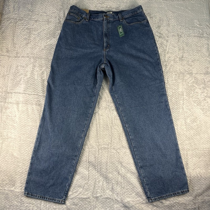 L.L.Bean Flannel Lined Jeans Women 20 MT Relaxed Winter Blue NWT