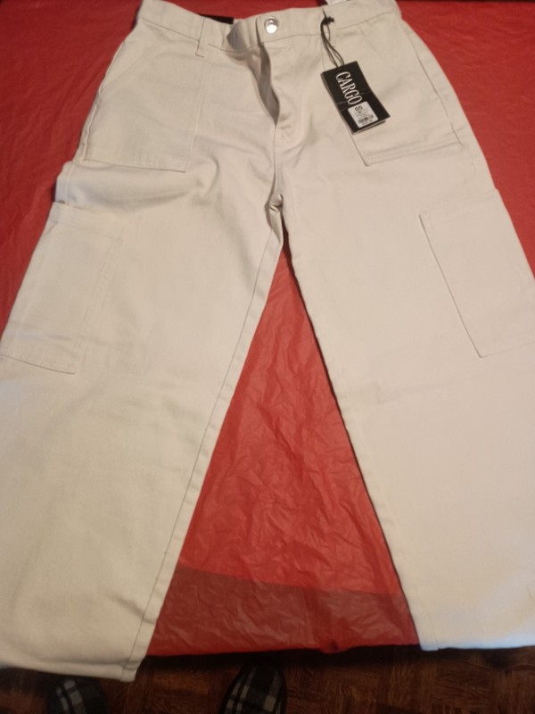 Cargo Refuge Denim Women’s Pants, Multiple Pockets, Tan, Size 05, Brand New