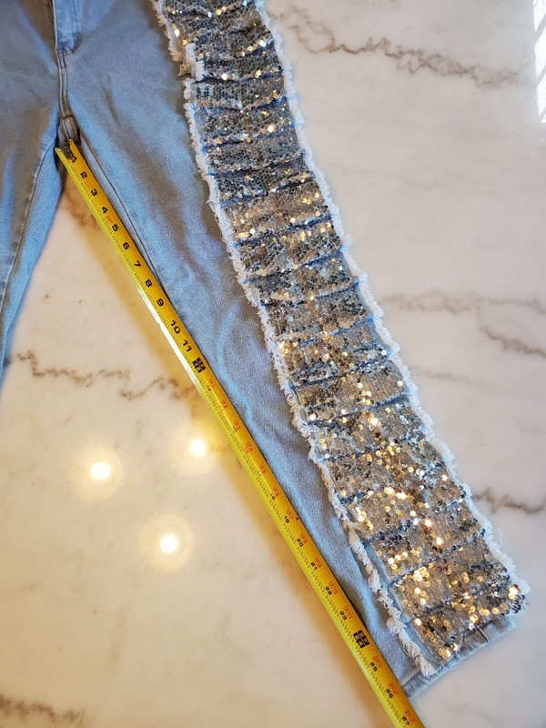 American Bazi Women's Sequin Fringe Denim Blue Jeans Size S New With Tags B24 gallery