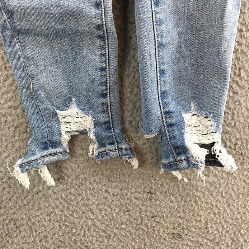 American Eagle Jeans Womens 2 Regular Skinny Distressed Zip Fly Denim Blue gallery