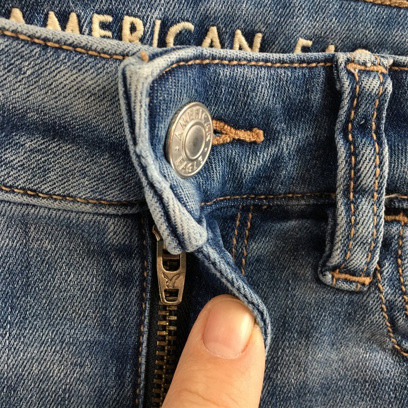 American Eagle Jeans Womens 2 Regular Skinny Distressed Zip Fly Denim Blue gallery