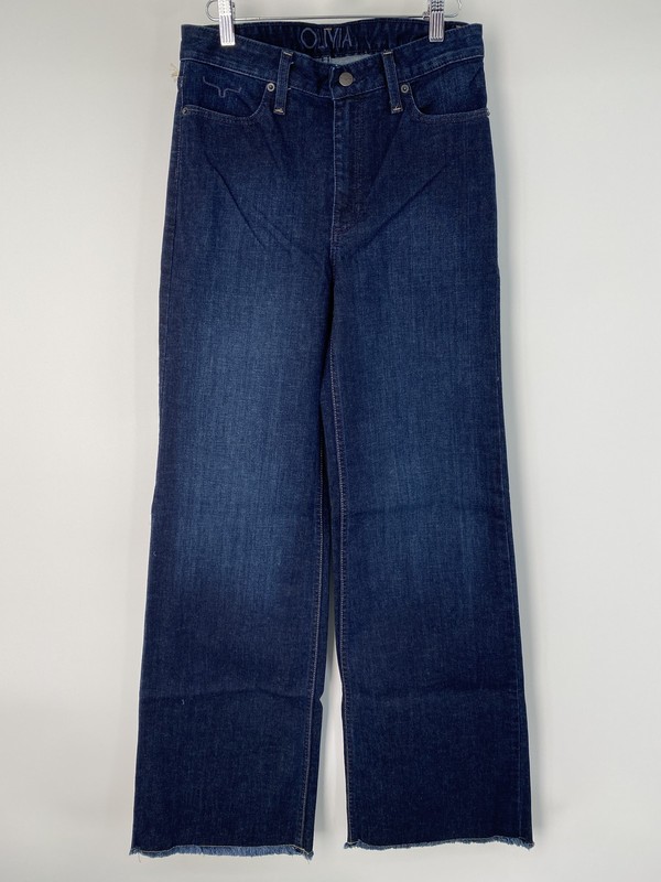 Kimes Ranch Womens Jean Dark Wash Blue Size 0x34 Olivia High Rise Wide Leg