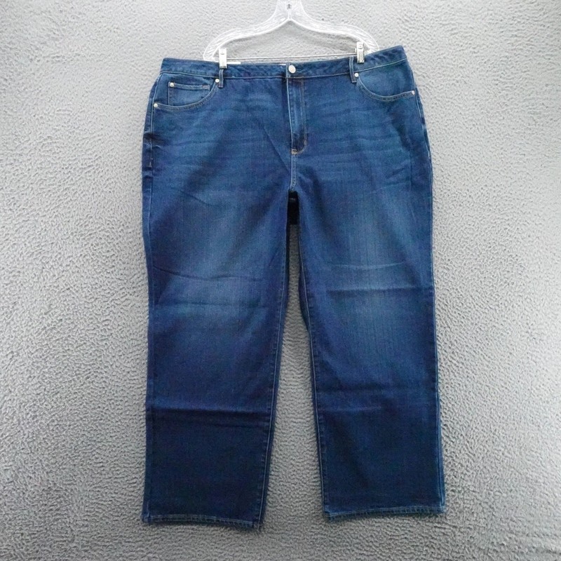 Seven7 Loose Straight High Rise Jeans Confident Blue Plus Size 24W NEW