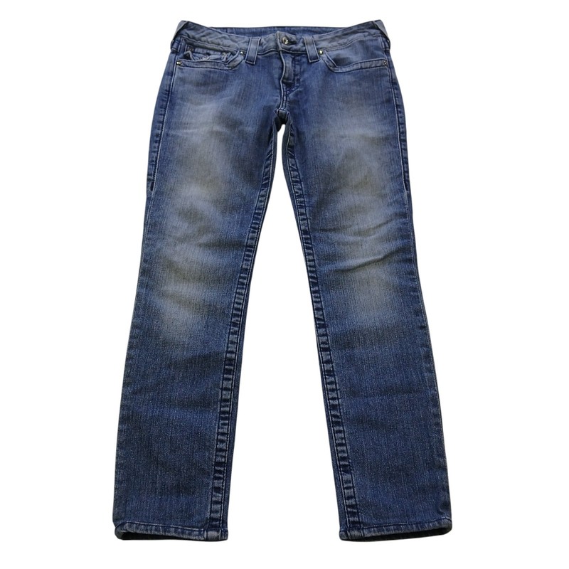 TRUE RELIGION Jeans Women Waist 29/Skinny Hip/Faded Blue+ Jeweled Buttons