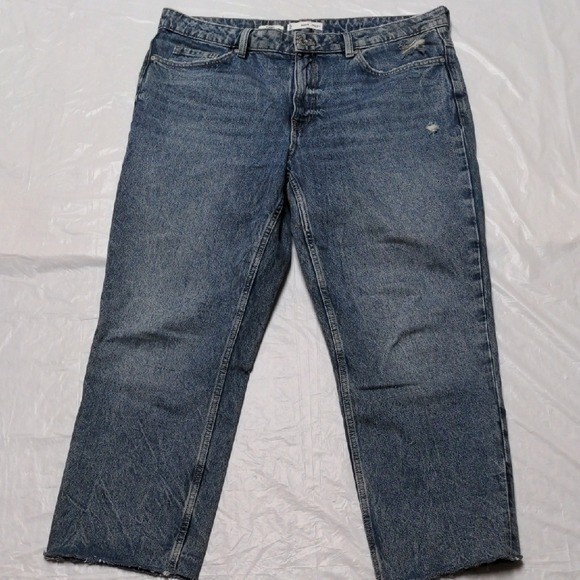 Mango MNG Blanca Straight Leg High Rise Jeans Blue Size 14
