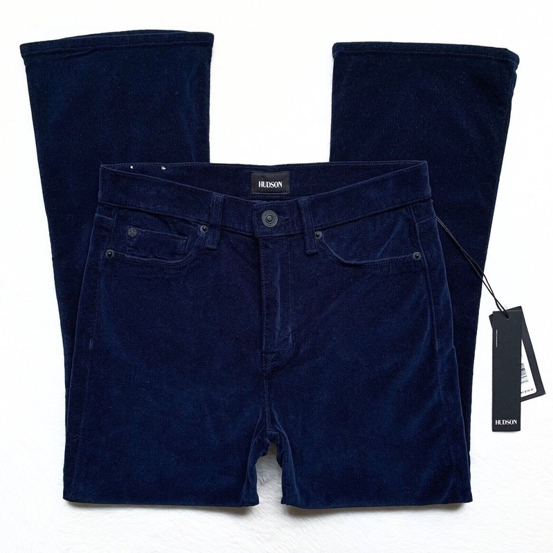 NWT HUDSON Brix Velvet High Rise Bootcut Crop Dark Obsidian Jeans Womens Size 27