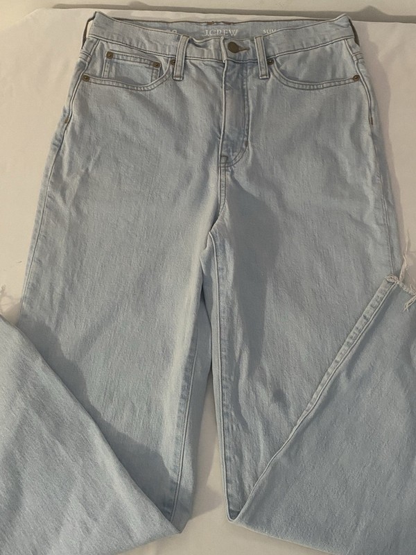 J.CREW Women’s Slim Wide-Leg Jeans Light Wash Blue Denim High Rise Stretch