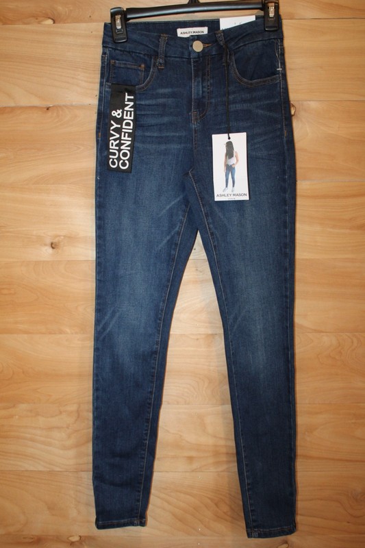 Ashley Mason High Rise Skinny Jeans Curvy & Confident Size 1 Dark Wash NWT