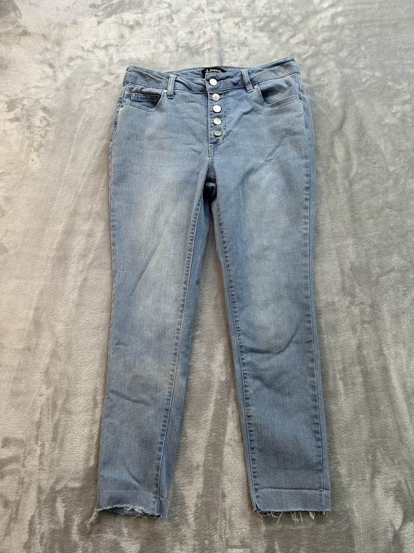 D. Jeans Women Sz 6 Light Blue Skinny Crop Button Fly Stretch Mid Rise Whiskered