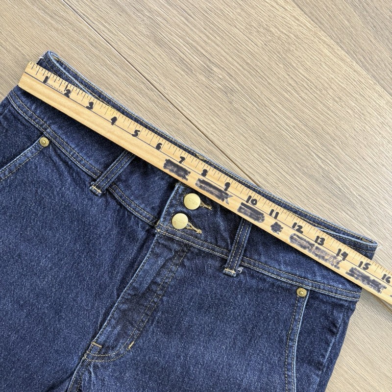 J Crew Jeans Women 27 Tall Slim Wide Stacked Buttons Straight Blue Denim Trouser gallery