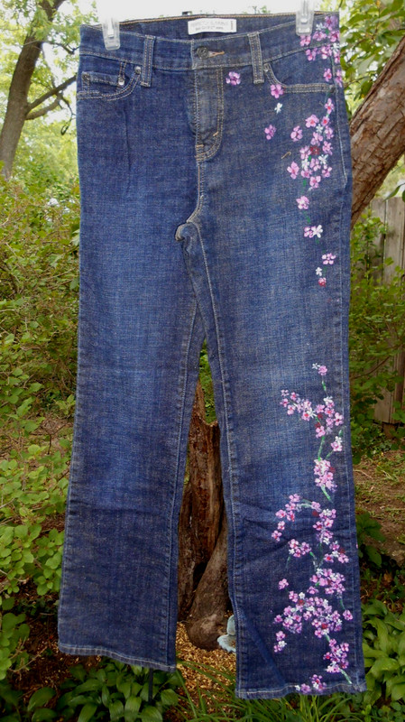 Levis 512 HAND PAINTED Art Blue Denim Jeans 6 Perfectly Slimming Boot Cut 30X28