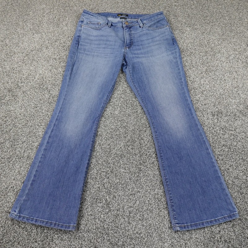 Lee Jeans Womens 12 Dark Blue Denim Pants Boot Flare Stretch Flex Western Rodeo