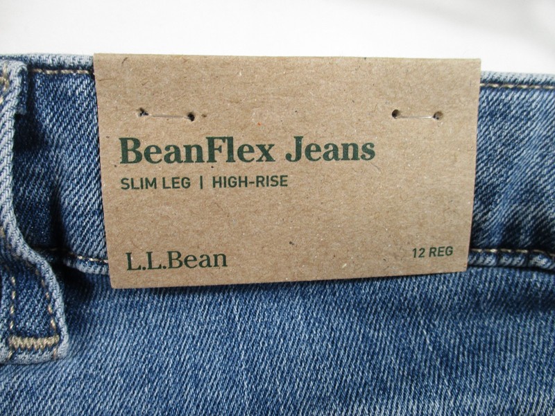 -NWT L.L. Bean BeanFlex Jeans Slim Leg High Rise Ankle Women Vintage Faded Sz 12 gallery