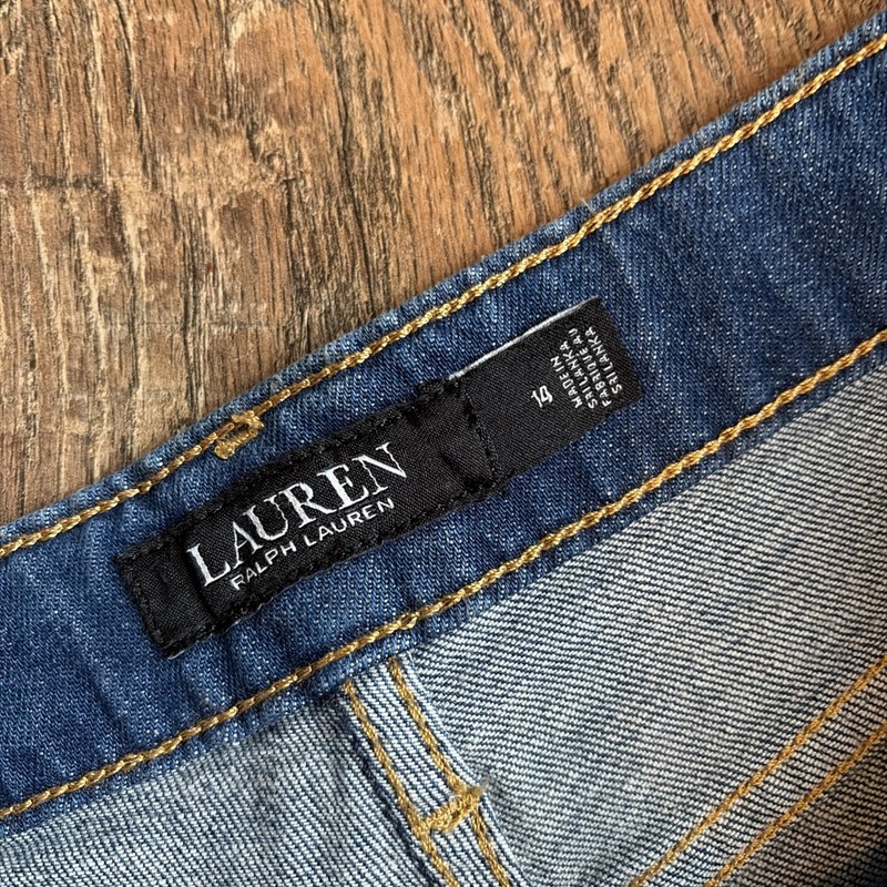 Lauren Ralph Lauren | Cotton Slim Straight Cotton Blend High Ride Denim Jeans 14