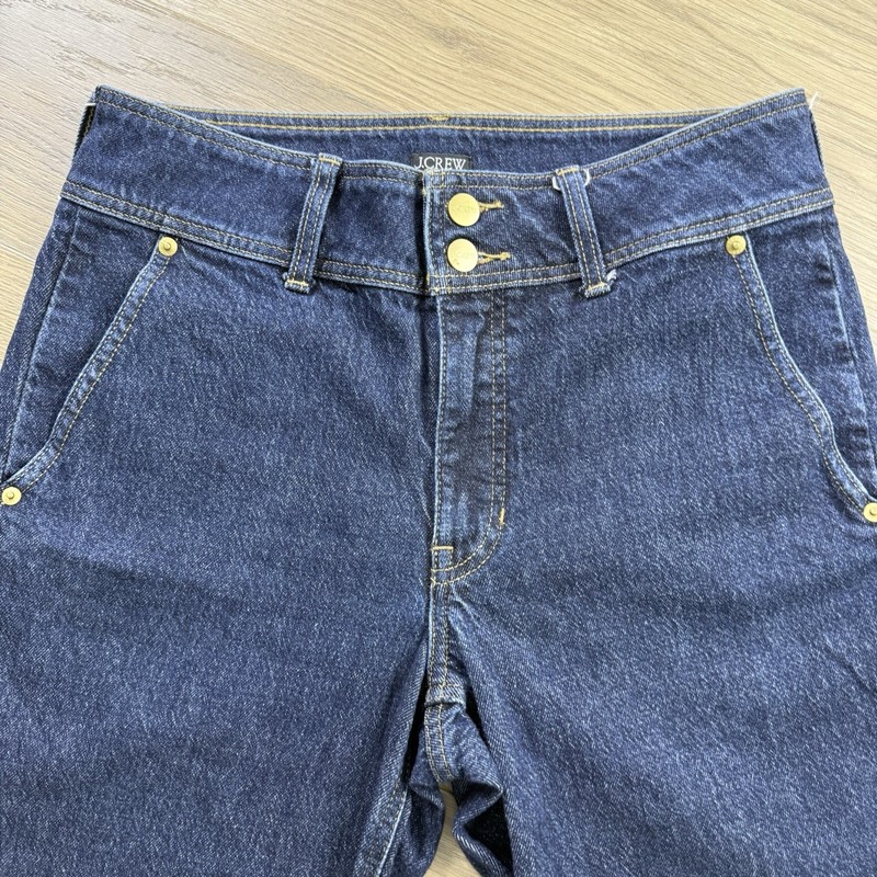 J Crew Jeans Women 27 Tall Slim Wide Stacked Buttons Straight Blue Denim Trouser gallery