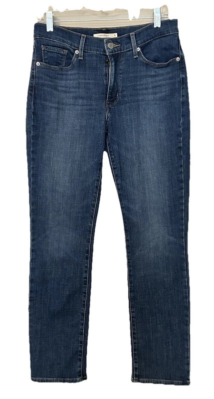 Levi Jeans Blue Denim Classic Straight Mid Rise LIGHT Wash 8 (5229) GUC