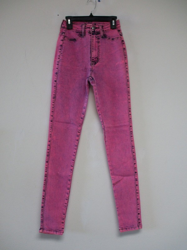 Fashion Nova Jeans Juniors 1 ACID WASH Pink Skinny Stretch Denim 23×29 P1682