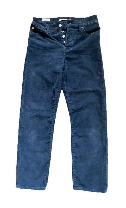 Levi’s Premium Wedgie Straight Button Fly Navy Corduroy Jeans Women Size 26