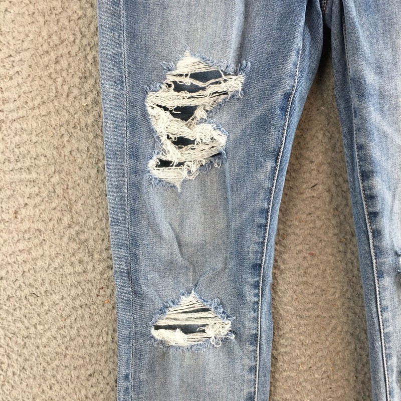 American Eagle Jeans Womens 2 Regular Skinny Distressed Zip Fly Denim Blue gallery