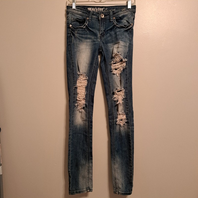Machine Bour neuf Mode Women's Distressed Medium Wash Skinny Jeans, Size 5