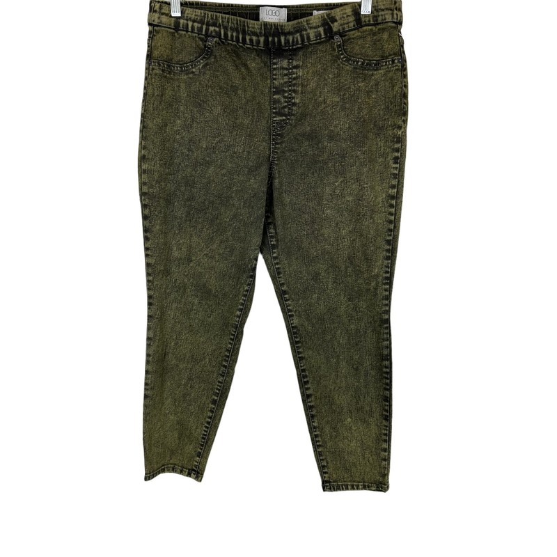 LOGO by Lori Goldstein Regular Sun Faded Straight Leg Jeans Dark Olive Size 8