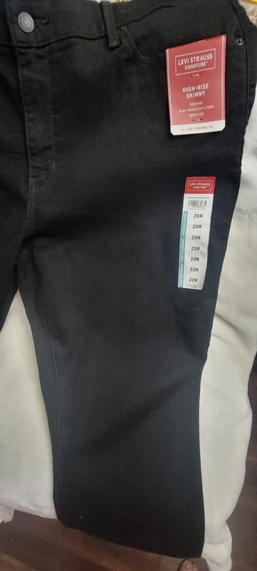 Levi Strauss Signature High Rise Skinny Black Denim Jeans Sz 20M 29L NWT