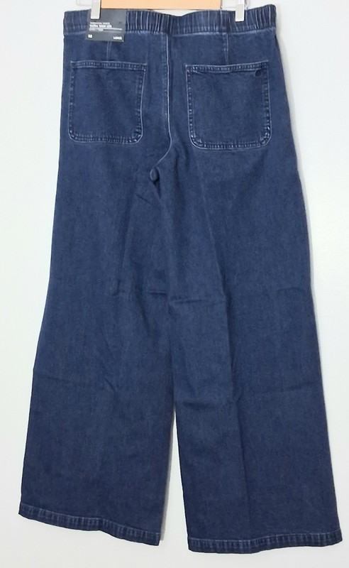 American Eagle Jeans Women's Size Medium Long Ultra Wide Leg Low Rise Dark Wash gallery