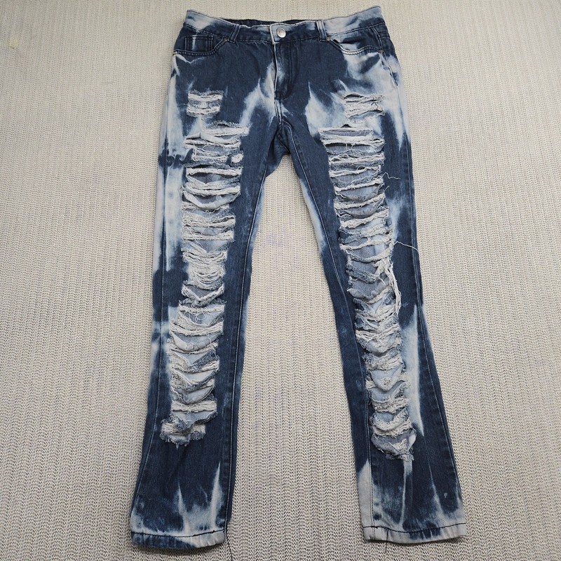 Thrill Jeans Womens 11 Blue Bleach Distressed Ripped Skinny Punk Stretch Denim