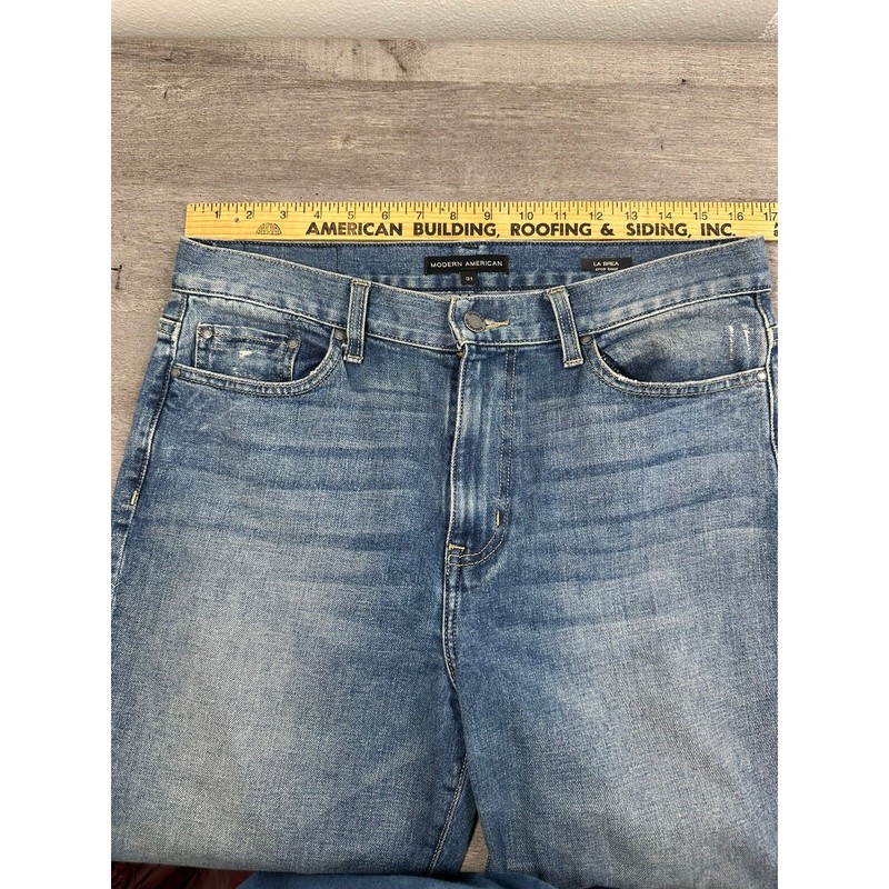 Modern American La Brea Crop Boot Jeans Raw Hem Size 31 gallery
