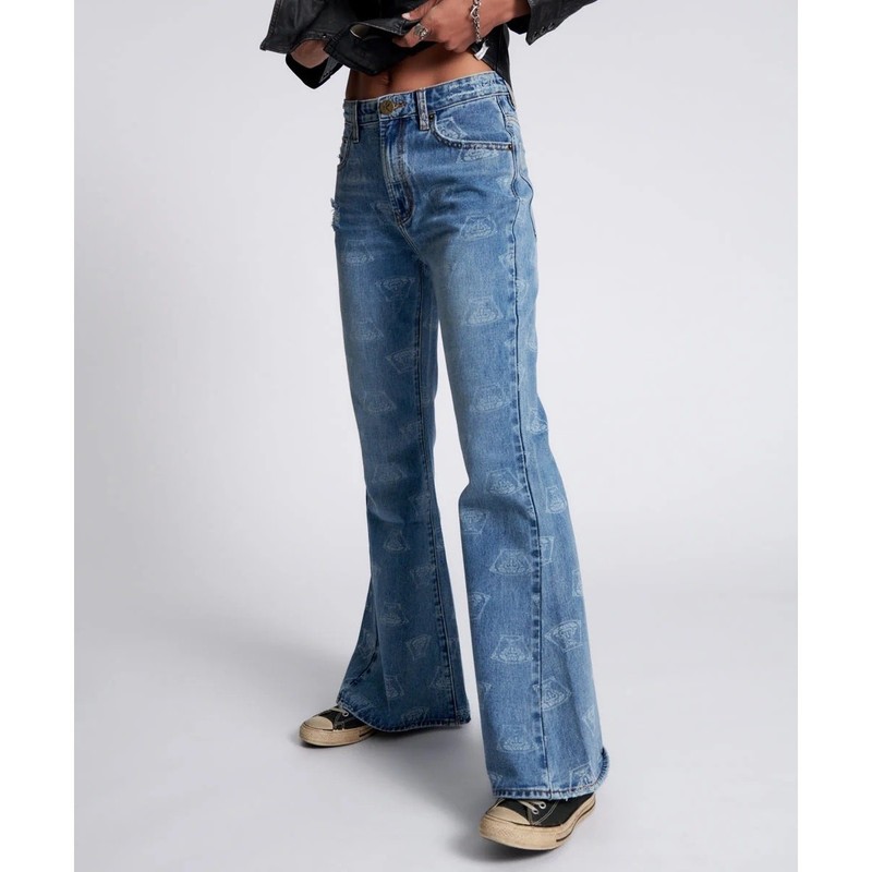 One Teaspoon Marines Mid Waist Flared Denim Jeans - Medusa Sz:28X32 Ret$180 NWT gallery
