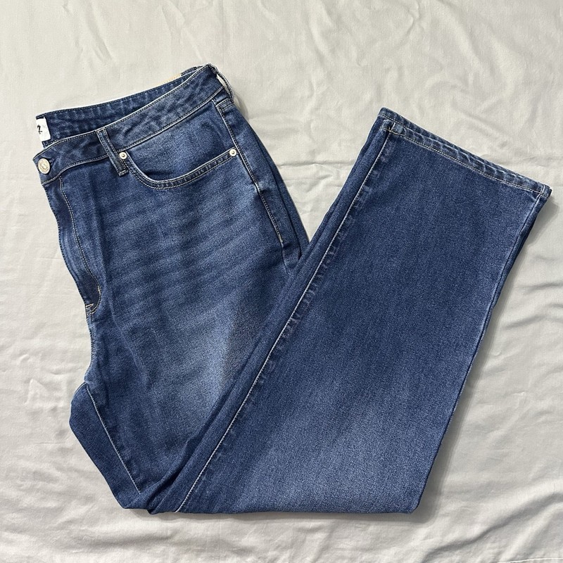 NWT Seven7 Premium Loose Straight Jeans Size 16 High Rise Confident Wash