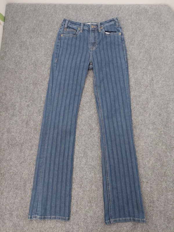 Rock Roll Denim Jeans Womens 27×36 Blue Pinstriped Western High Rise Bootcut