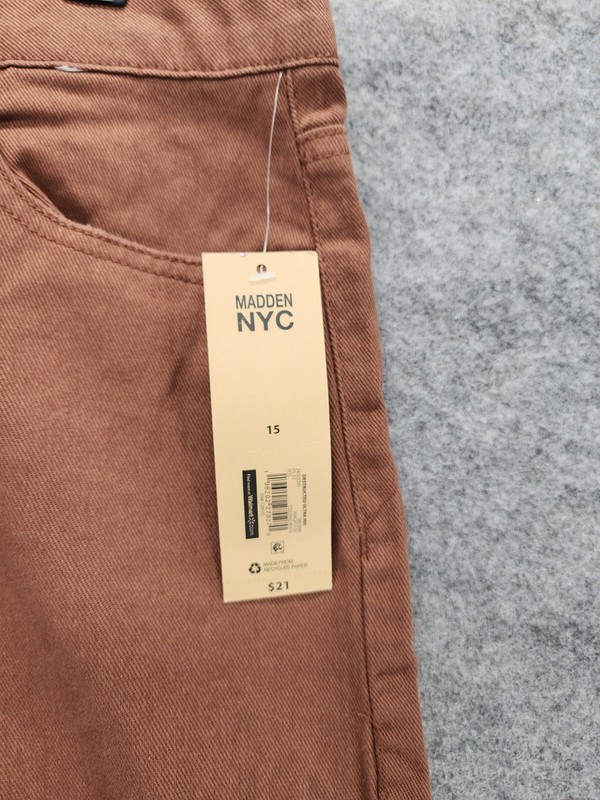 Madden NYC Jeans Womens Juniors 15 Distressed Brown Denim 90's Fit gallery
