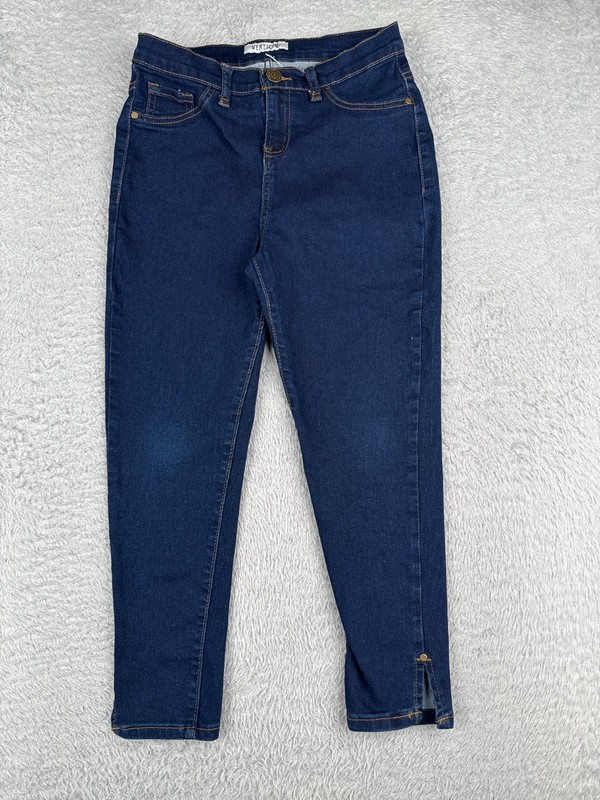 Vertiche Jeans Juniors 13 Blue Denim Skinny Slit Hem Cotton Poly Blend Mid 26×22