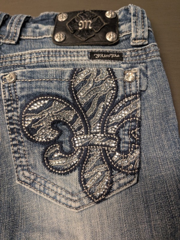 Miss Me Jeans – For Buckle Boot Cut Size 28 Bling Fleur De Lis 28/31 Vintage Y2K