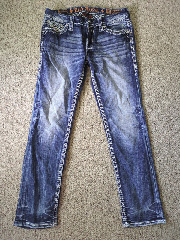 Rock Revival Rosebloom Straight Jeans, Size 29, 34 Waist