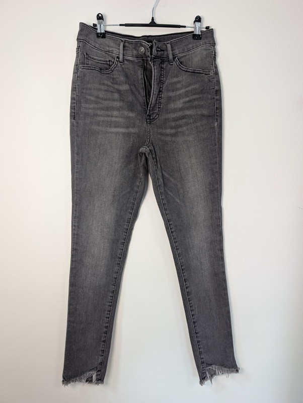 Express Women’s Washed Gray Skinny Jeans with Raw Hem