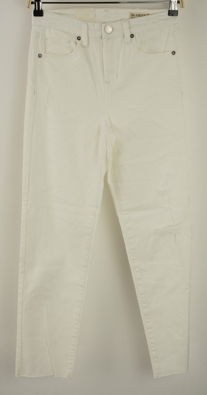 New BLANKNYC Madison High Rise Crop Women 27 x 28 White Stretch Distressed Jeans