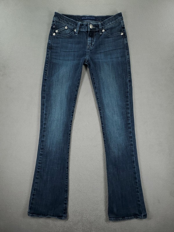 Rock & Republic Jeans Womens 2 Kasandra Bootcut Low Rise Dark Wash Faded Denim