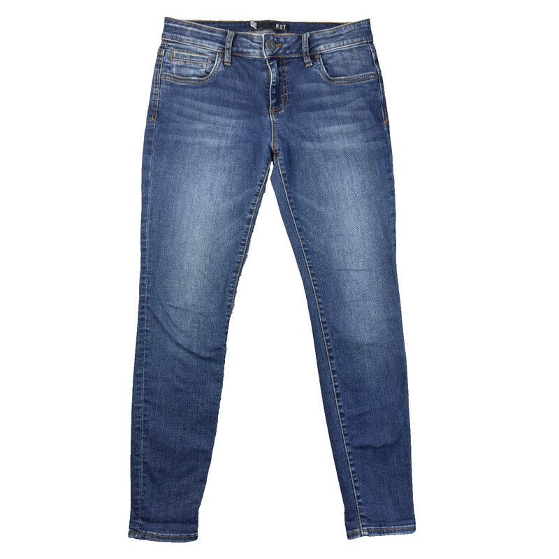 KUT Jeans Womens 4 Petite Blue MIA Toothpick Skinny Medium Wash Casual Whiskered