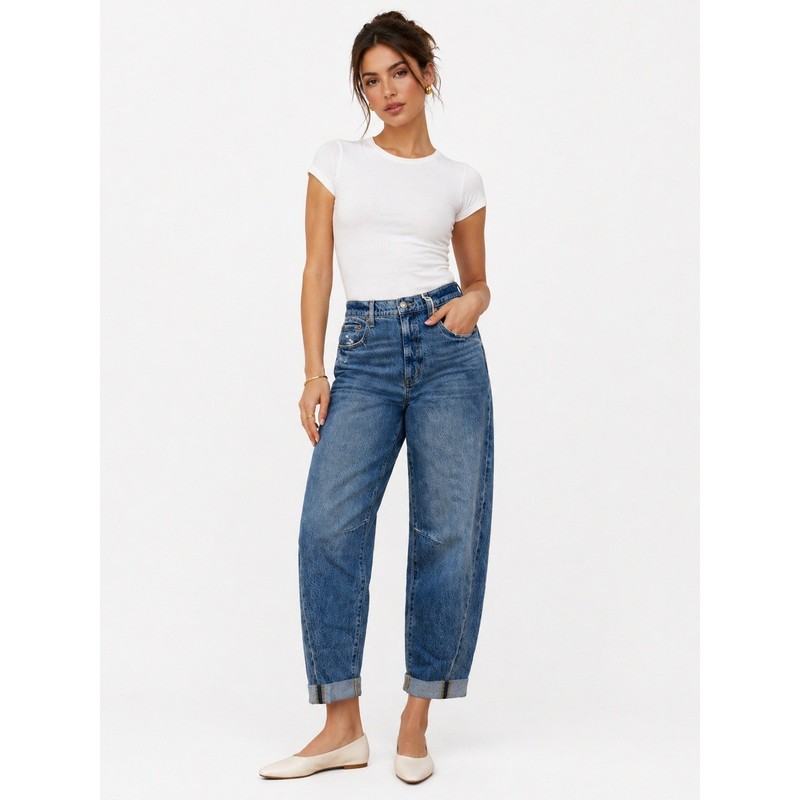 Daze Denim Venice High Rise Barrel Leg Jeans Tough Love Blue Size 29 NEW