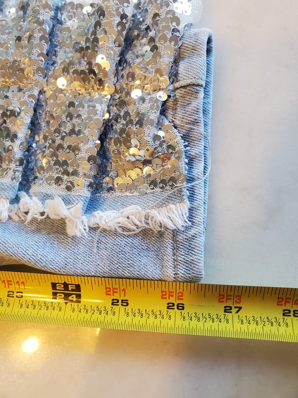 American Bazi Women's Sequin Fringe Denim Blue Jeans Size S New With Tags B24 gallery