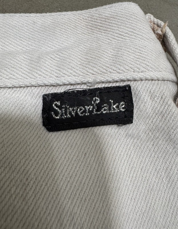 Vtg Wrangler SilverLake Bareback Ivory Jeans Braided Faux Leather Women 5/6 x 36 gallery
