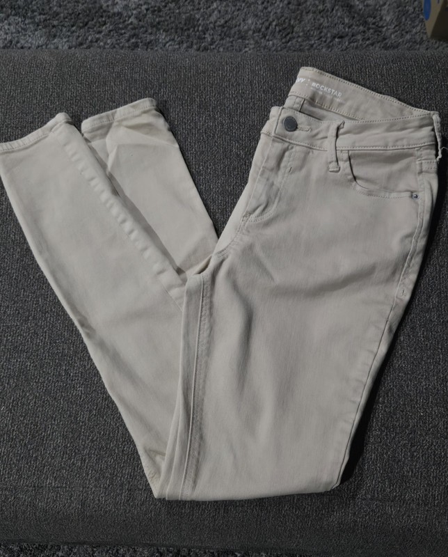Old Navy Women’s Rockstar Skinny Jeans Beige Light Wash Mid Rise Stretch size 4
