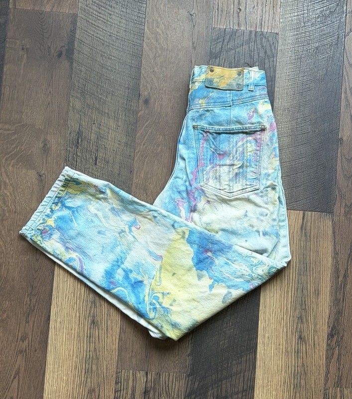 Vintage Freeway High Rise Tapered Jeans Light Abstract Multicolor 5-Pocket Denim