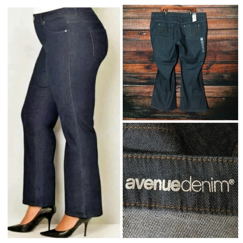 Avenue Denim Jeans Plus Size 24 Petite Santa Fe Boot Cut Dark Wash Stretch NWT