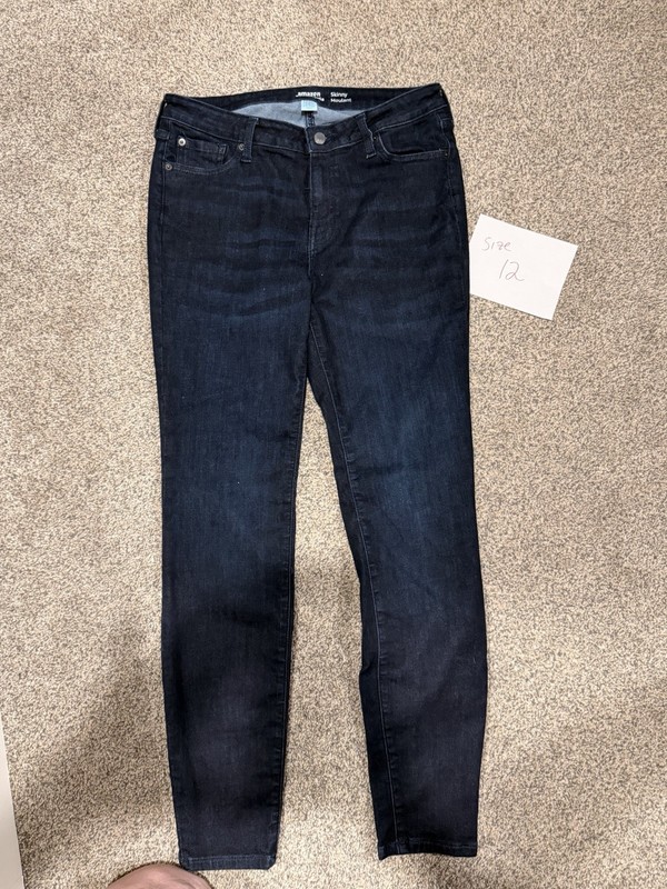 Amazon Essentials Women’s Dark Blue Skinny Denim Jeans Button Zip Closure