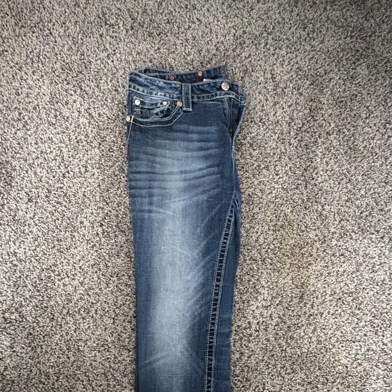 Miss Me Signature Skinny Blue Medium Wash Embellished 5-Pocket Mid Rise Jeans