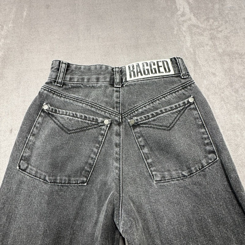 The Ragged Priest Wide Leg Black Denim Jeans Distressed womens High Rise 24 gallery