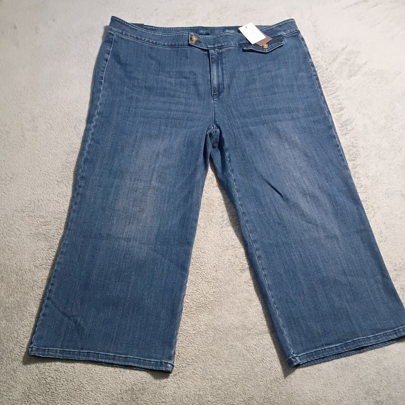 NWT J. Jill Sz 18P Womens Blue High Rise Full Leg Crop Siena Wash Jeans